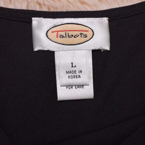 Talbots Silk Blend Long Sleeve Scoop Neck Blouse Size Large Black - Picture 7 of 12
